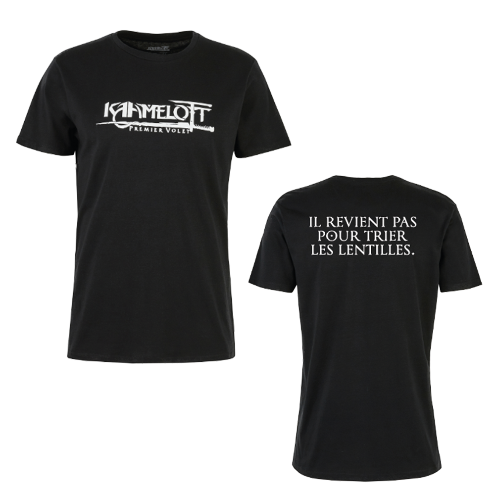 T-shirt noir citation "Il revient pas pour trier les lentilles"