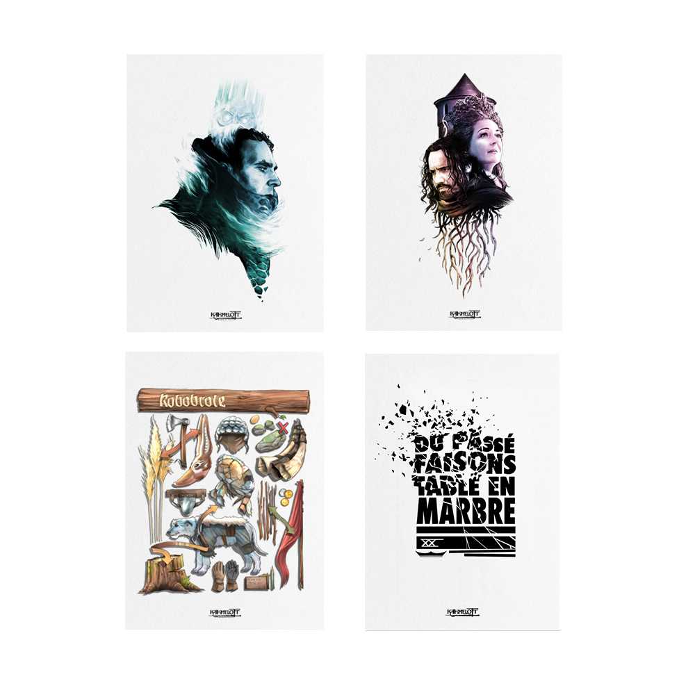 PACK 4 ARTWORKS (ARTURUS + GUENIÈVRE | LANCELOT | ROBOBROLE | CITATION)